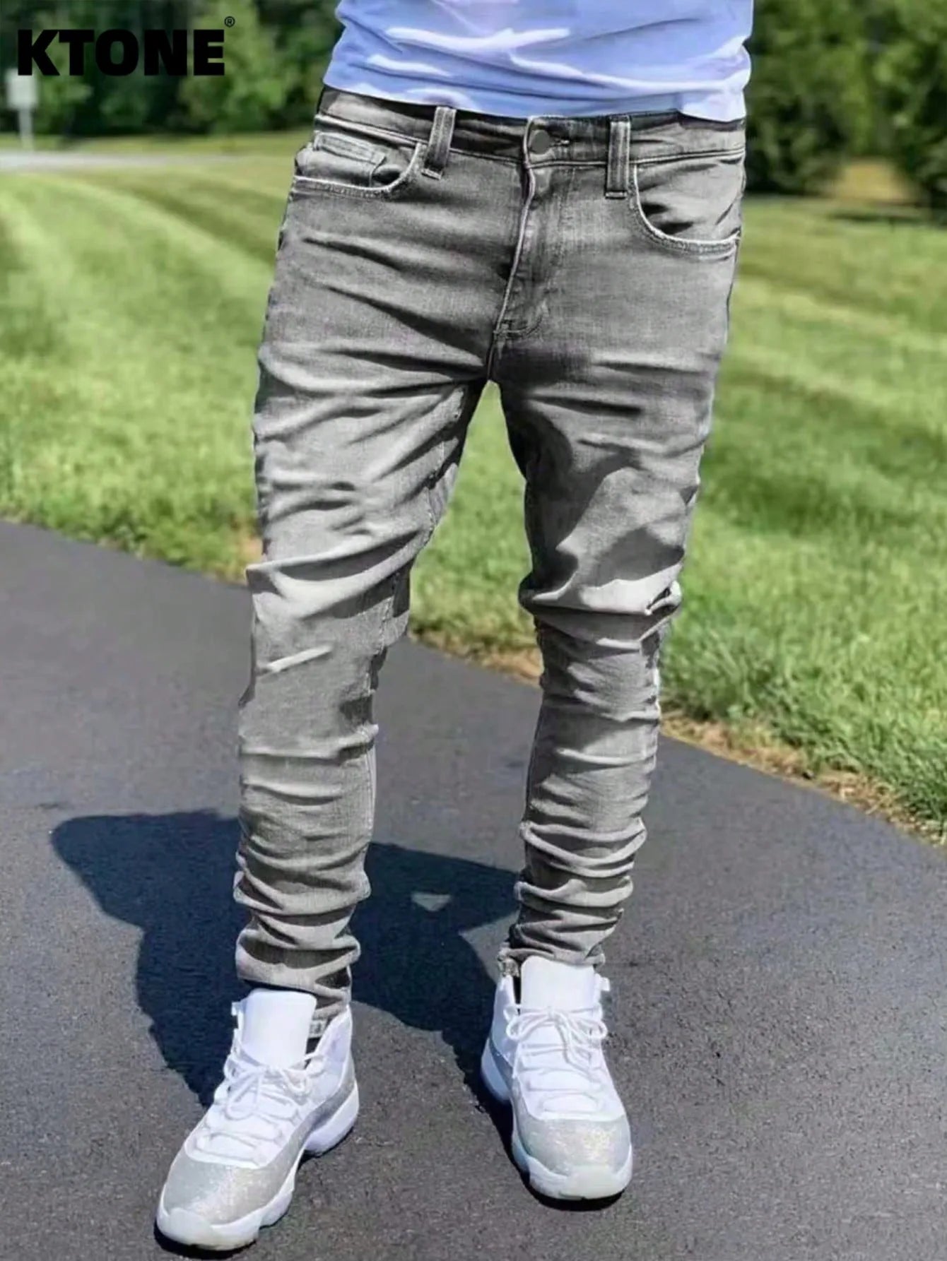 Man's Slim Jeans Retro Dating Style