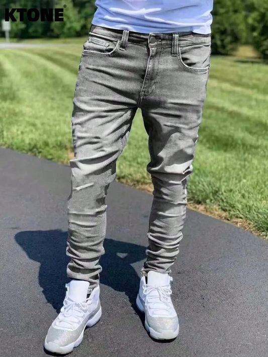 Man's Slim Jeans Retro Dating Style