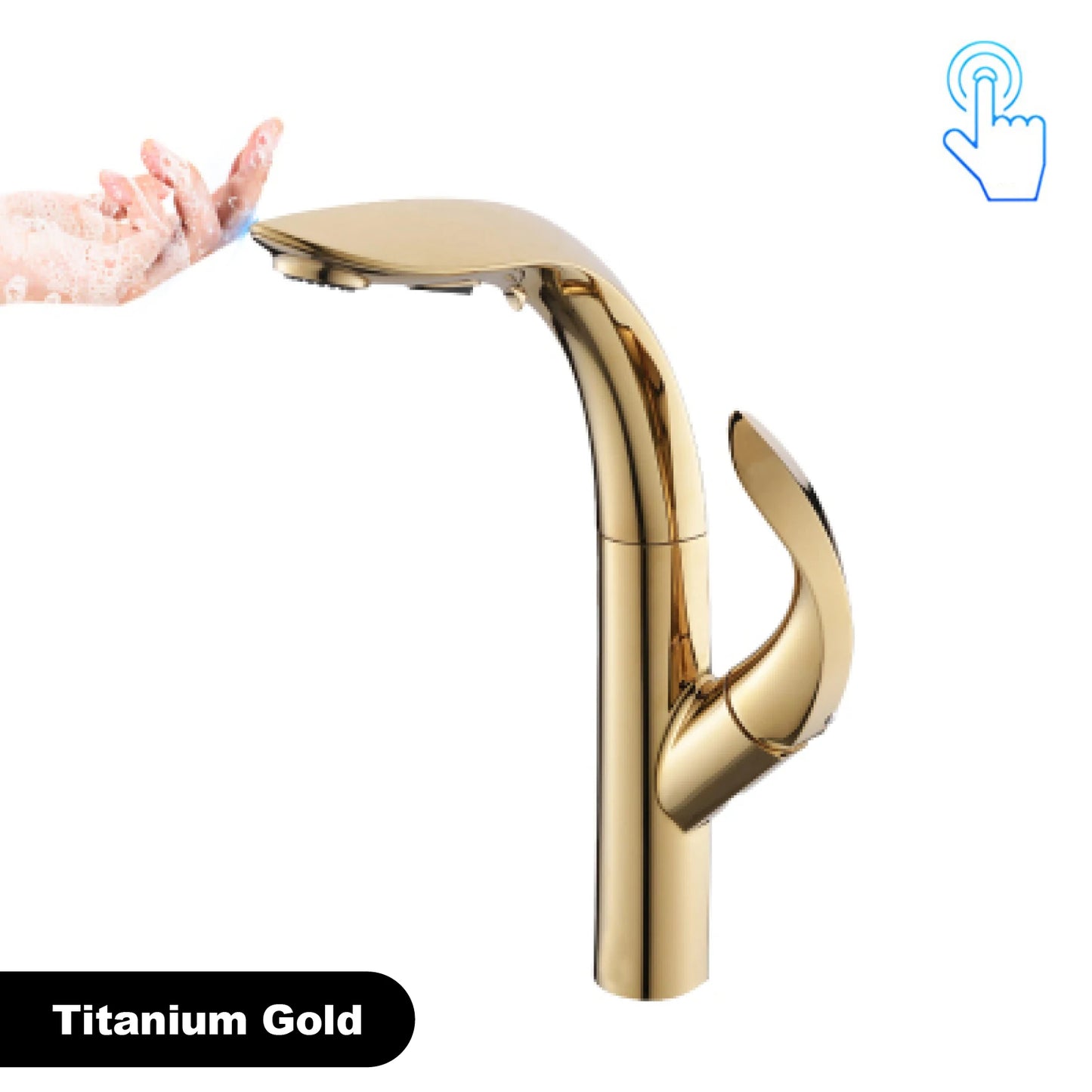 Luxury brass gold touch switch kitchen faucet
