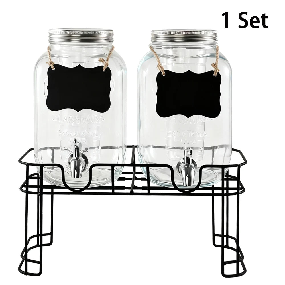 Drink Dispenser 2 Packs Gallon Glass with Stand