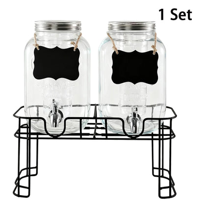 Drink Dispenser 2 Packs Gallon Glass with Stand