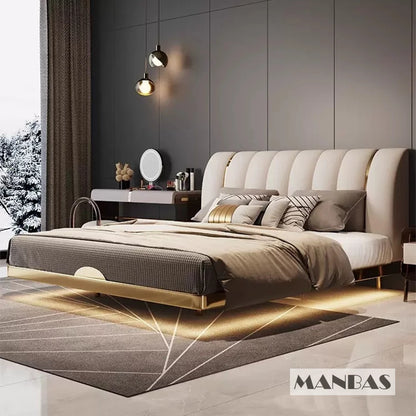 MINGDIBAO Modern Genuine Leather Suspended Bed