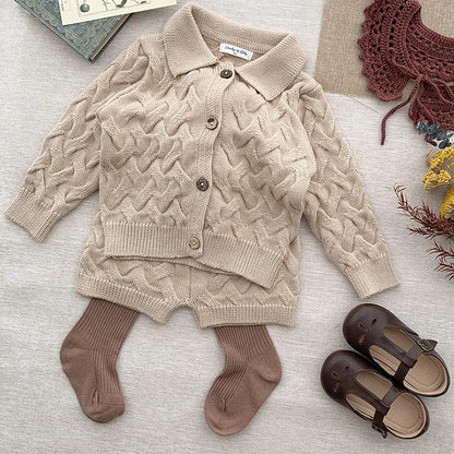 Boys/Girls Baby Knit Sweater Cardigan + Shorts
