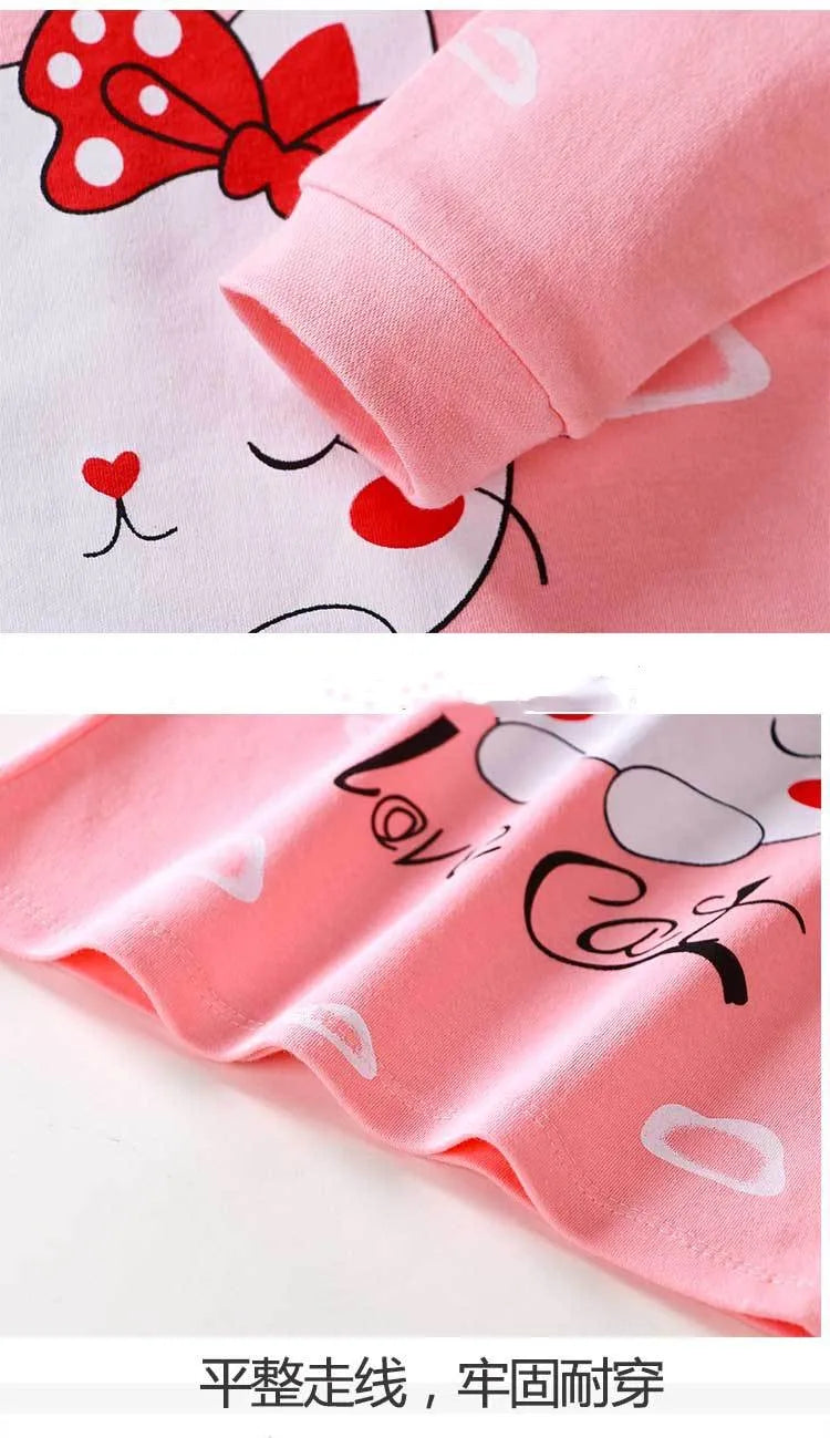 2 Piece Girls/Boys Casual Cartoon Pajamas
