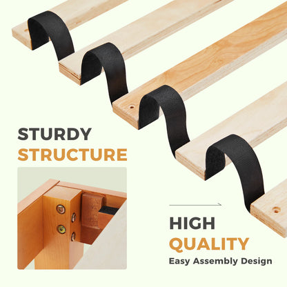 Solid Wood Bed Frame with Sturdy Wood Slat Support