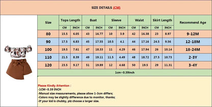 2PCS Girl Summer Clothes Set Off Shoulder Leopard