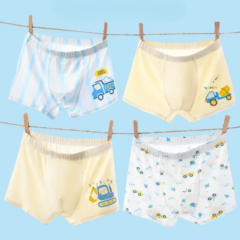 4PCS Boys Comfort  Antibacterial Underwear Cool Breathable