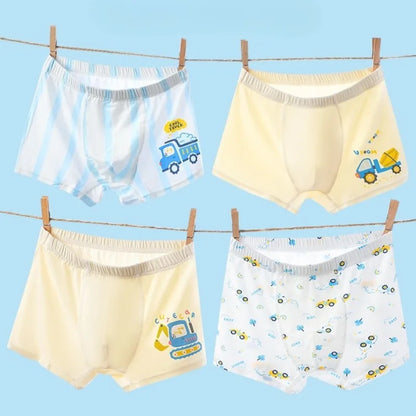4PCS Boys Comfort  Antibacterial Underwear Cool Breathable