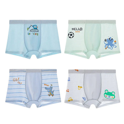 4PCS Teen Boys Breathable Soft Antibacterial Underwear