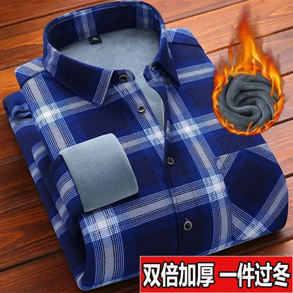 American Vintage Thickened Warm Plaid Shirt Mens