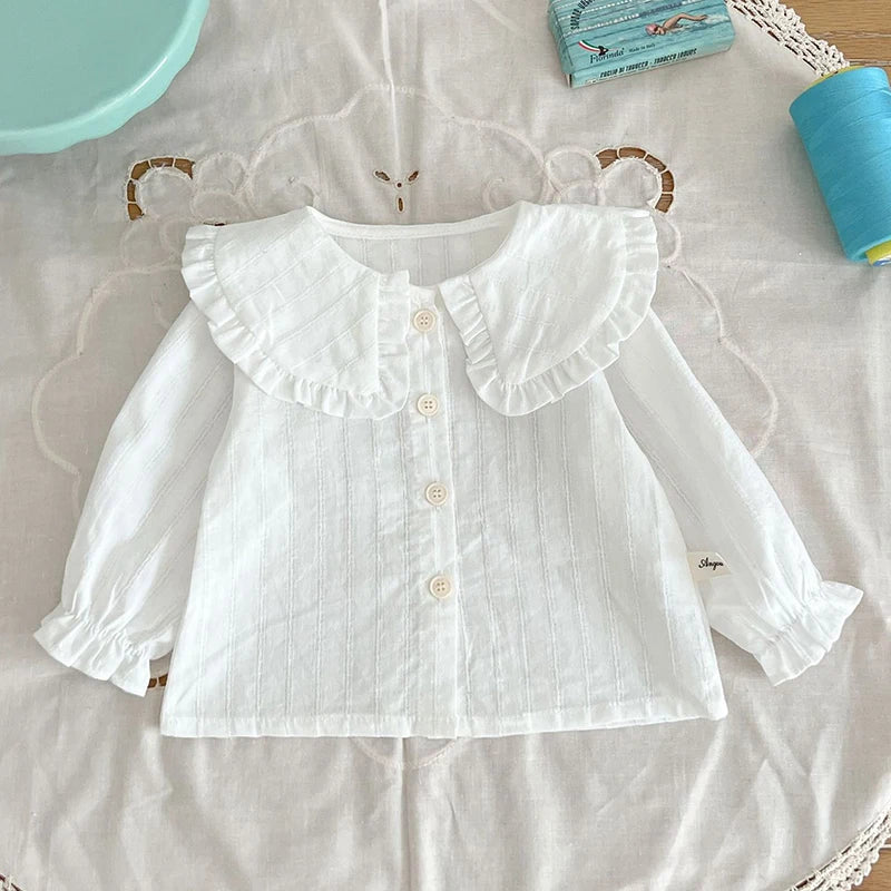 2 Pcs Lapel Denim Baby Girl Romper Set