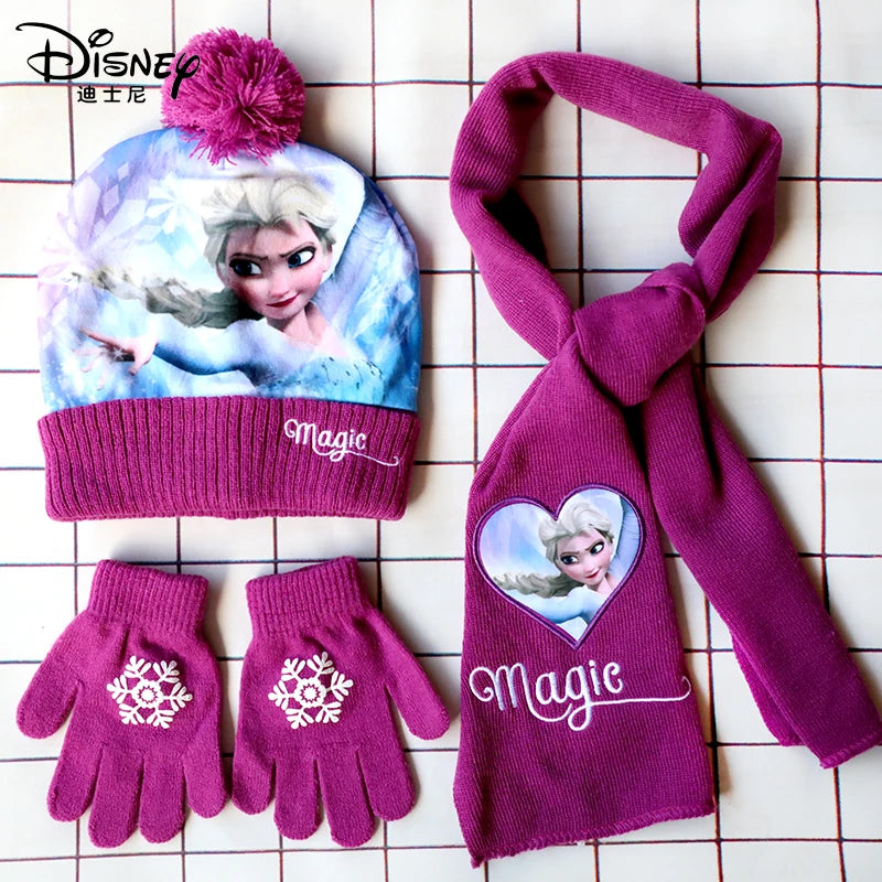 Magic Elsa Cartoon Scarf Hat glove