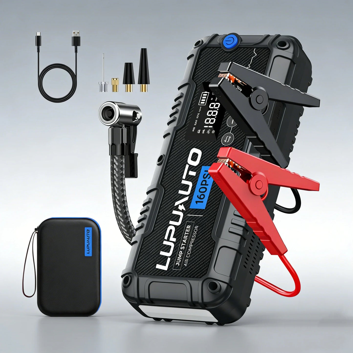 4 In 1 Car Jump Starter, Tire Inflator Pump Compressor