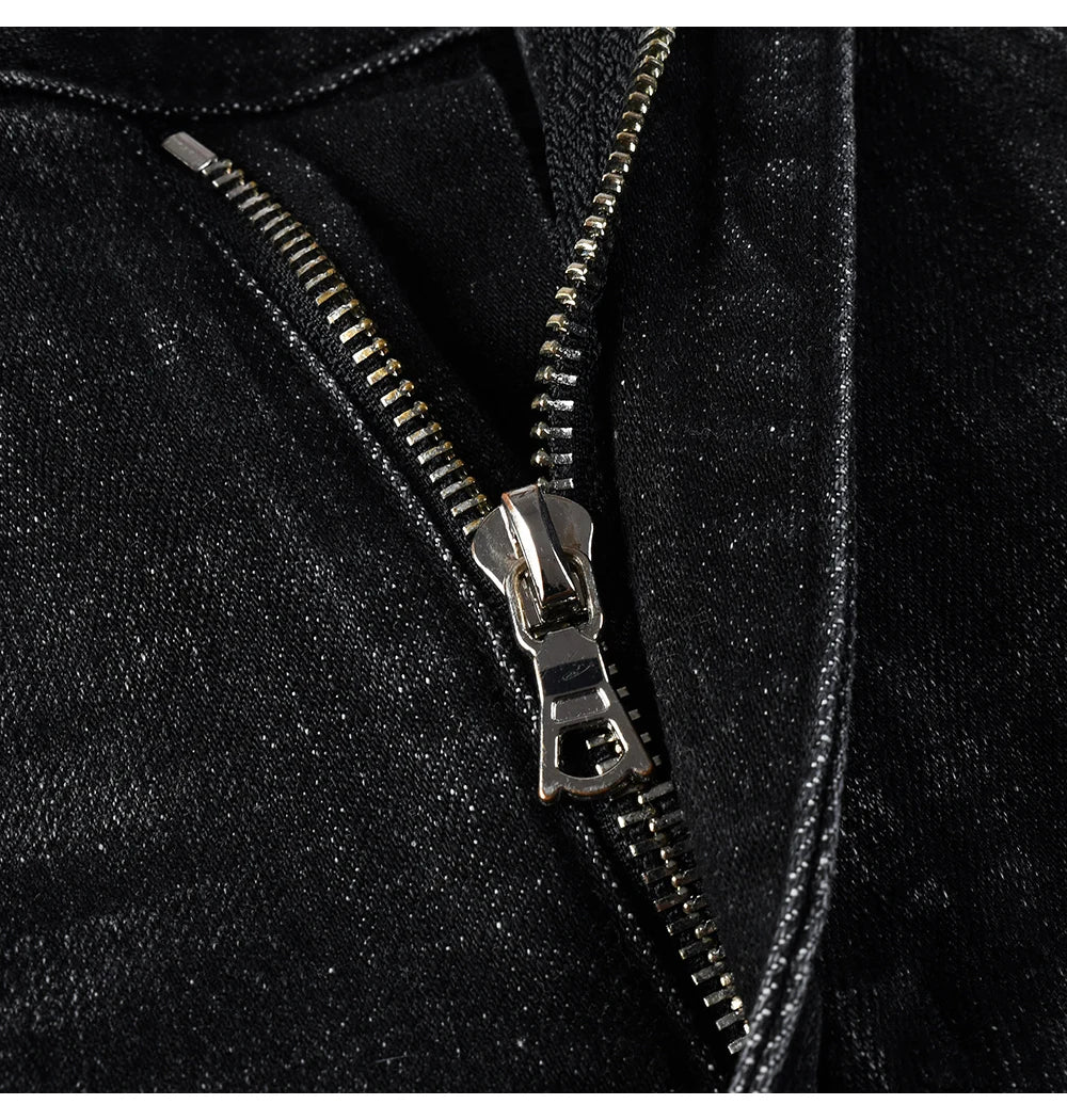 Men Ripped Distressed Black Slim Tapered Jeans