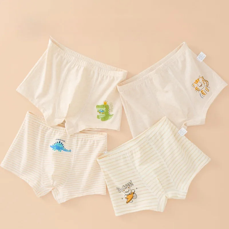 4PCS Boys Colored Cotton Breathable Comfort Underwear