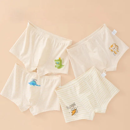 4PCS Boys Colored Cotton Breathable Comfort Underwear
