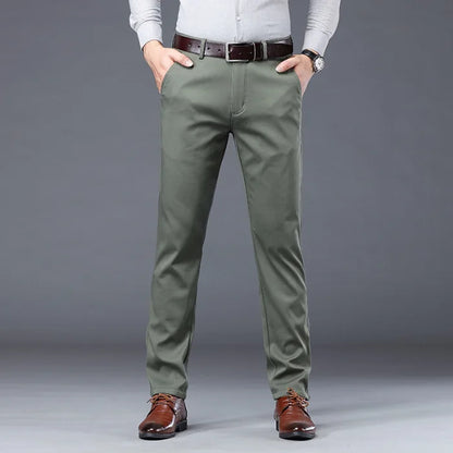 Gray Green Trousers Men Fleece Casual Pants
