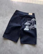 Denim Men's and Women's hip-hop cartoon shorts