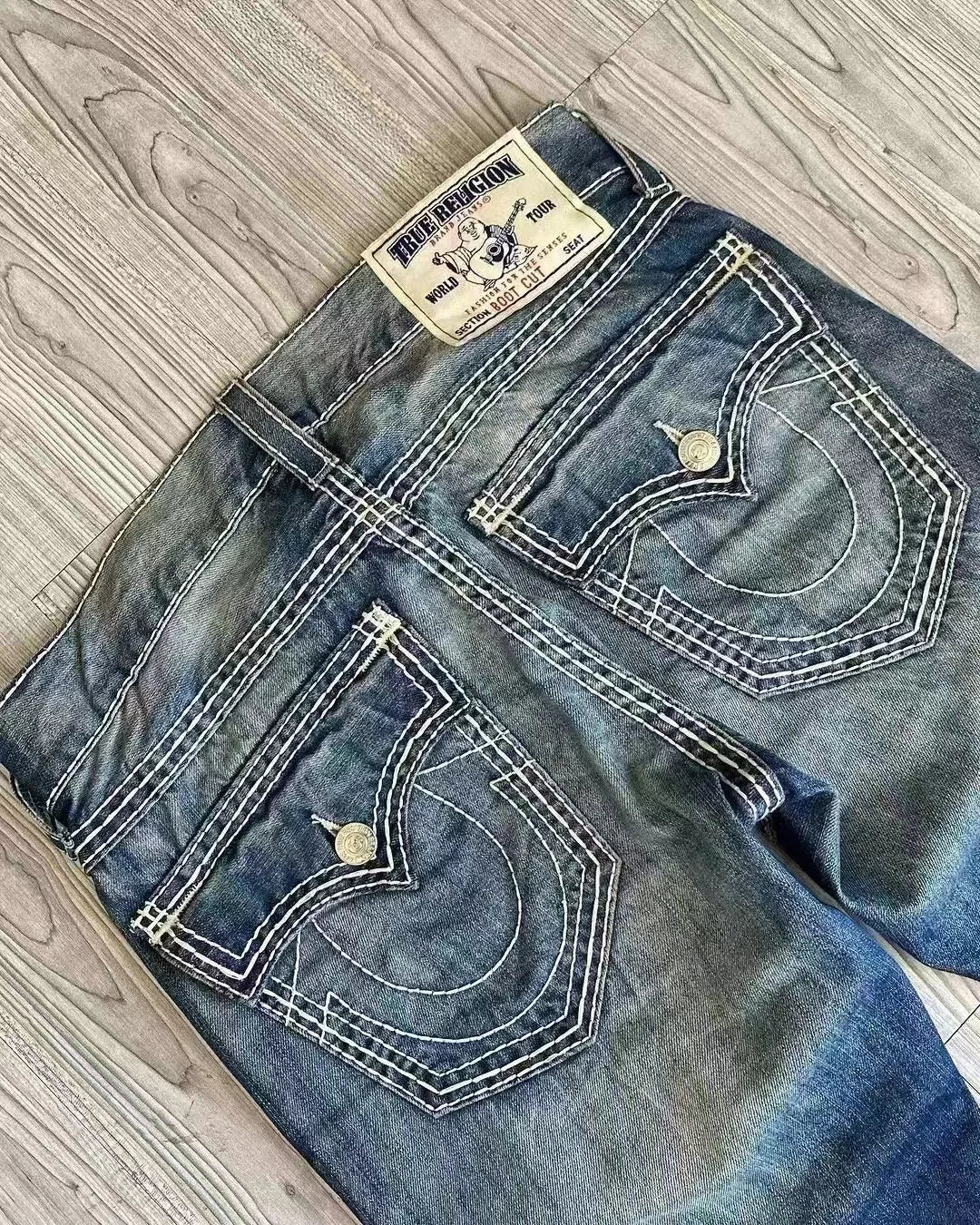 Blue Embroidered Men's and Women's Retro Trendy Jeans