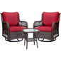 3-Piece Wicker Swivel Rocker Patio Set, Glass Table