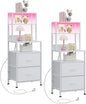 2 Nightstands with Charging Station 2 Drawers