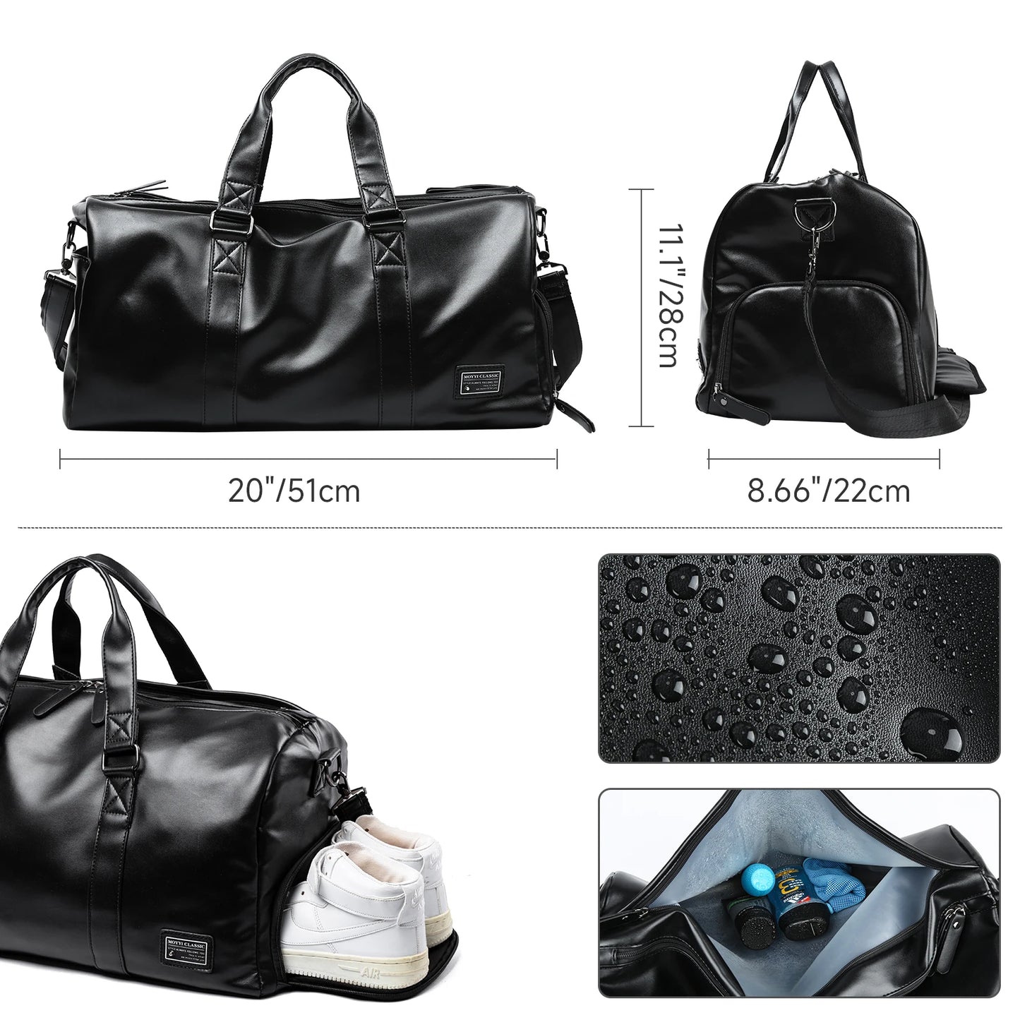 Vintage Leather Travel Duffel Bag for Men/Women