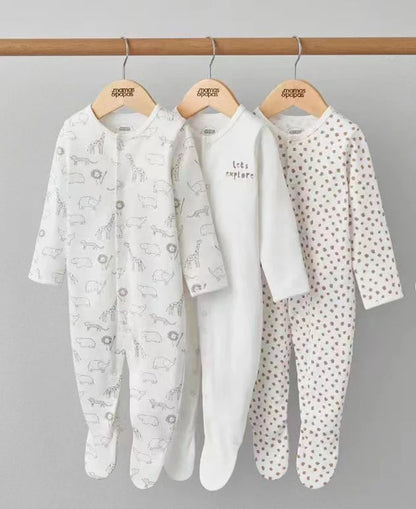 100% Cotton 3 Pcs Boys/Girls Romper Pajamas Jumpsuit