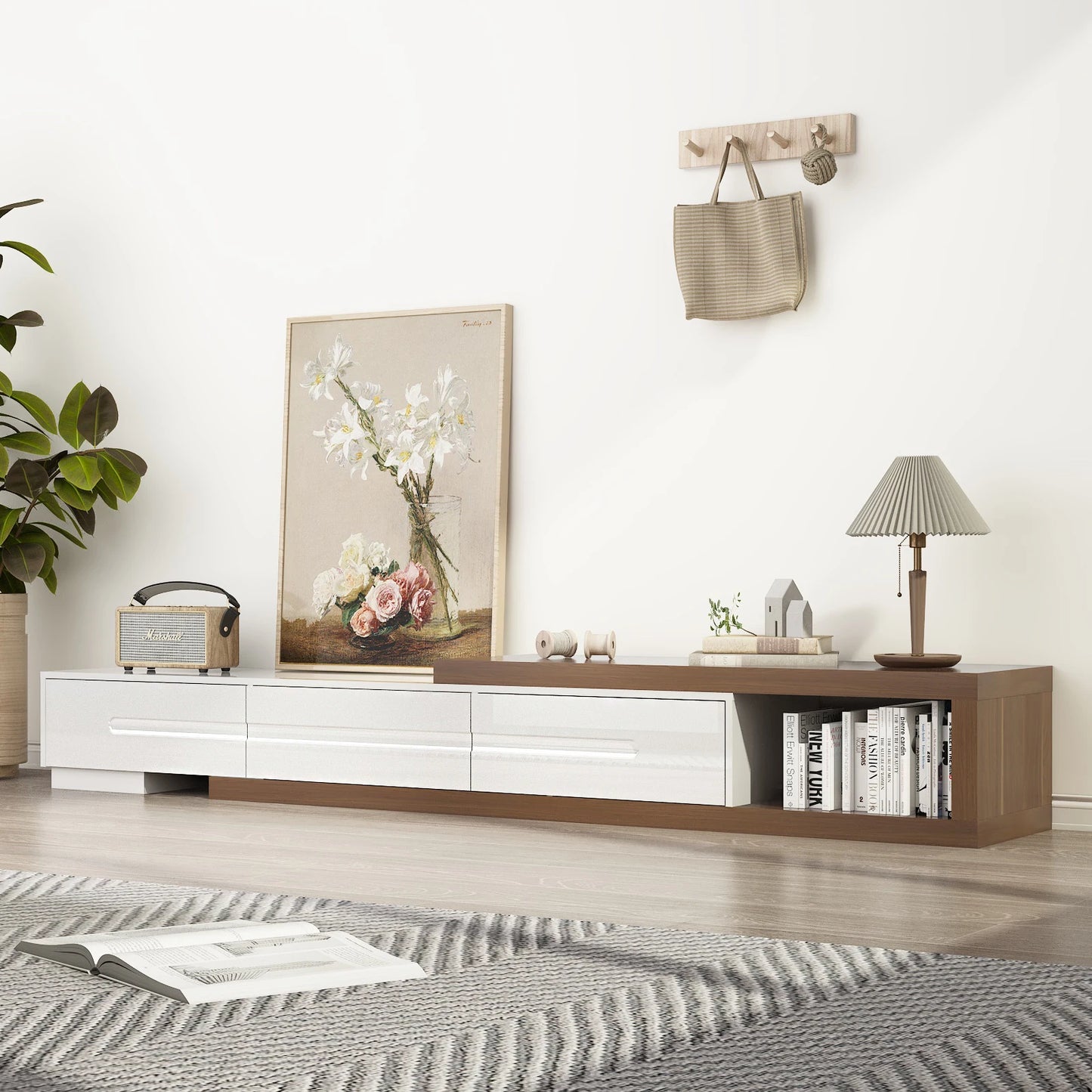 Extendable TV Stand for Up to 120"TV, Wood