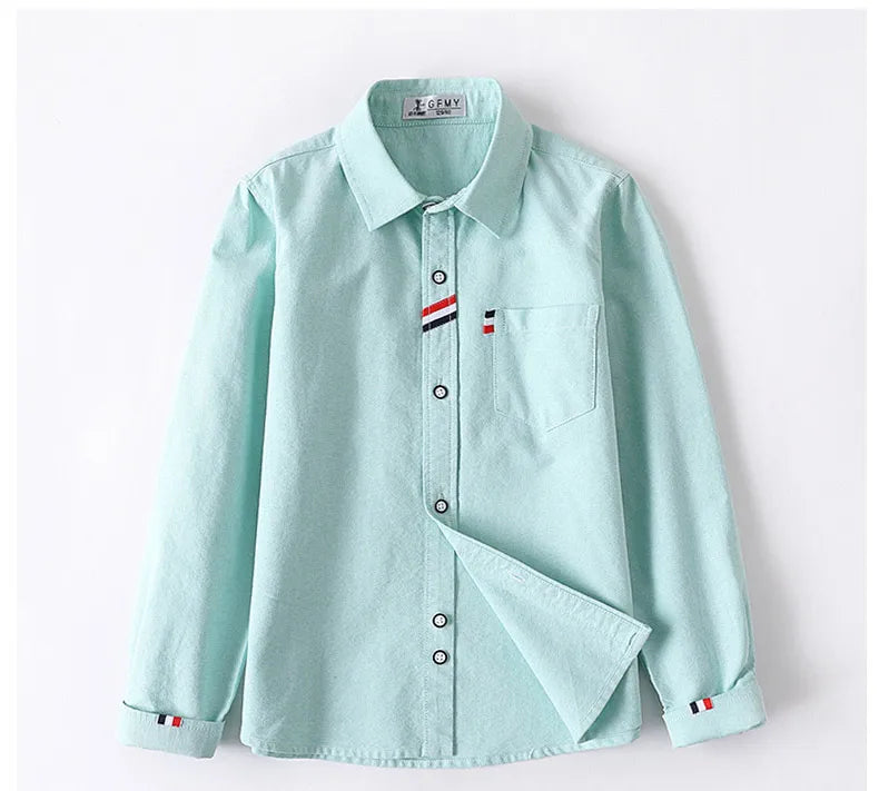 Cotton Solid Color Full-sleeved Boy's Shirts