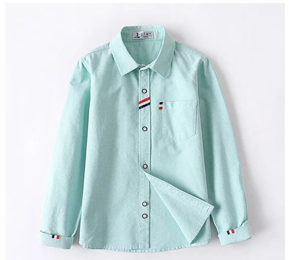 Cotton Solid Color Full-sleeved Boy's Shirts