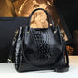 Genuine Leather Women Handbags Fashion Crocodile Print
