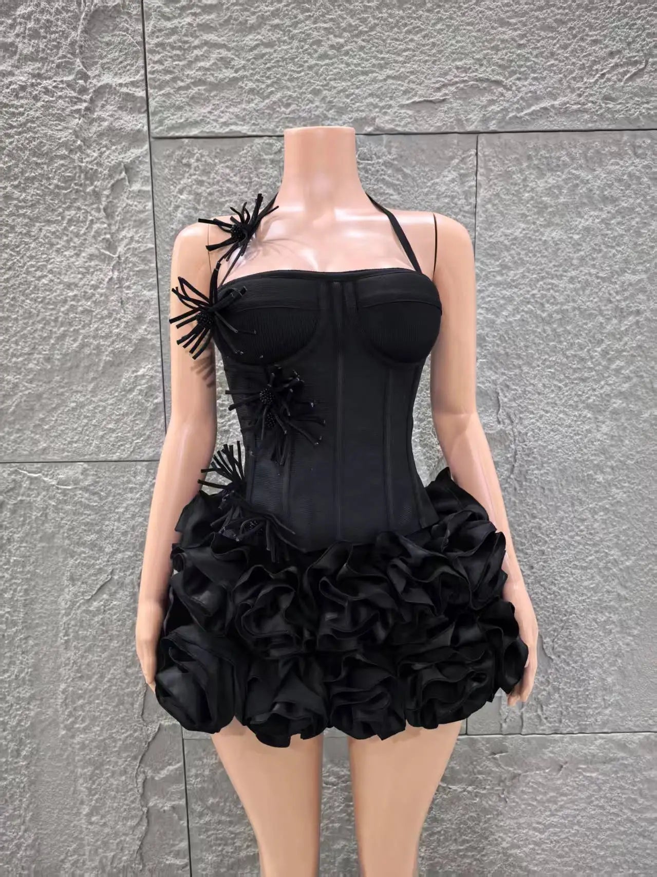 2 Pcs Women Sexy Strapless Bodycon Mini Dress