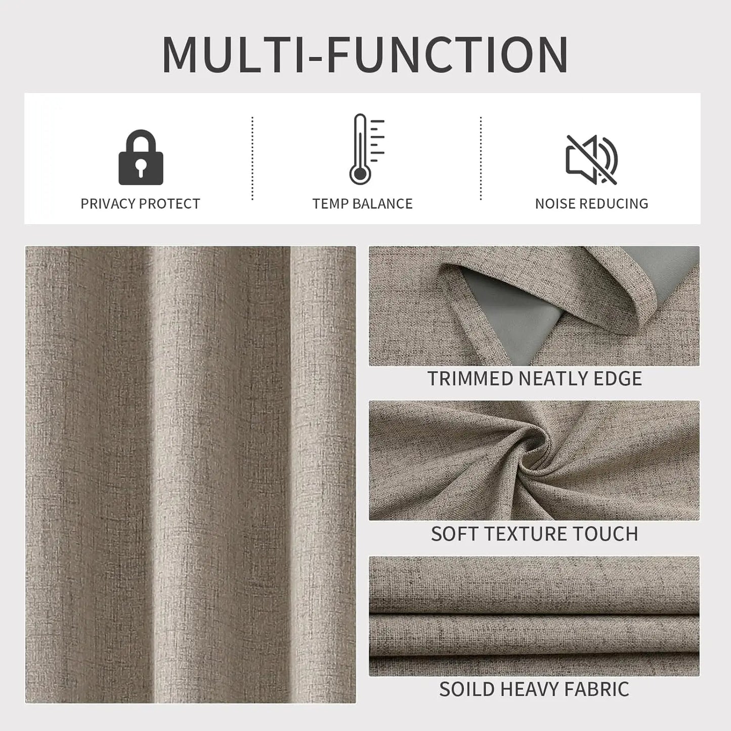 Blackout Room Darkening Curtains Textured Thermal Privacy