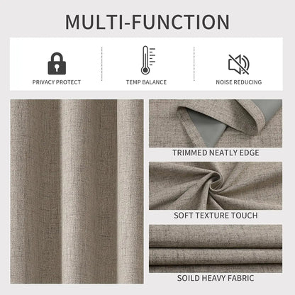 Blackout Room Darkening Curtains Textured Thermal Privacy