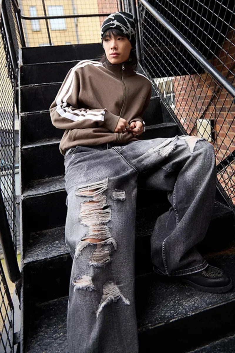 Oversized Print Baggy Jeans Men Vintage Gothic