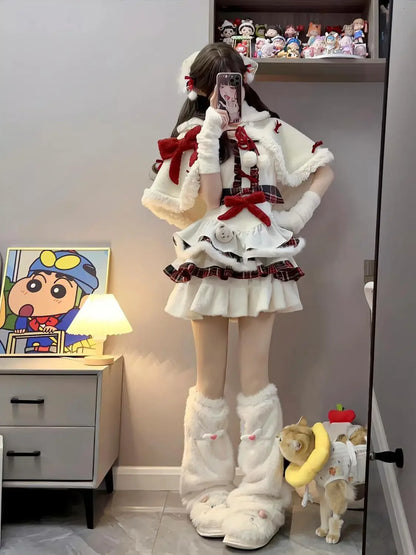 3 Pcs Kawaii Robe Hairy Lolita Cape Sweet Bow