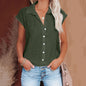 Womens Cotton Linen Casual Short Sleeve Tops