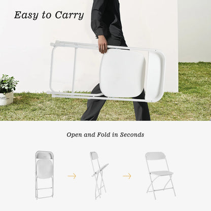 Plastic Folding Chairs, Lightweight Portable Indoor/Outdoor