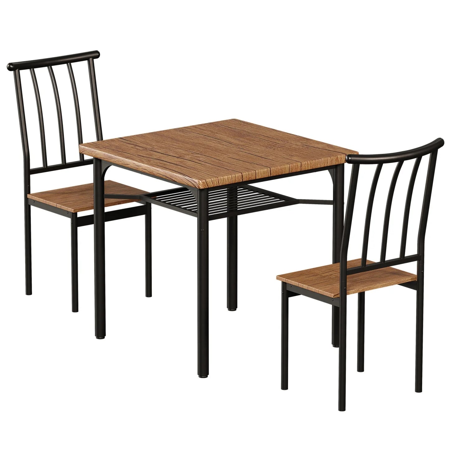 3-Piece Dining Table Set for 2 with Storage Rack