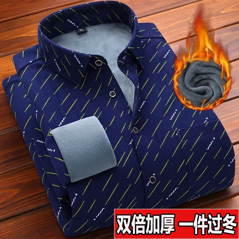 American Vintage Thickened Warm Plaid Shirt Mens