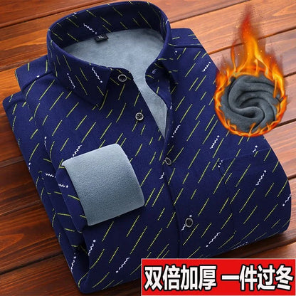 American Vintage Thickened Warm Plaid Shirt Mens