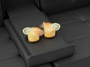 Leather Futon Couch with Removable Armrests