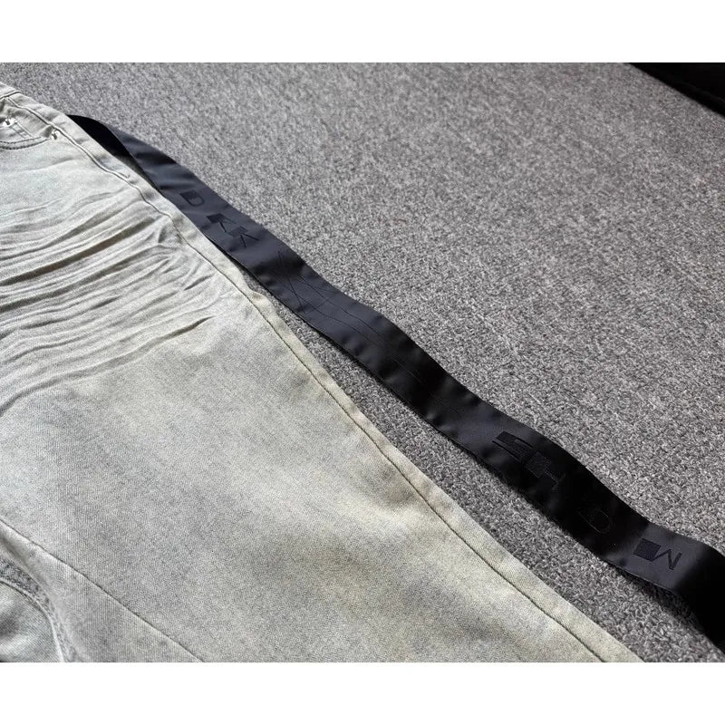 Washed Blue Zipper Pocket Fit Slim Jeans