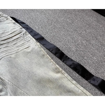 Washed Blue Zipper Pocket Fit Slim Jeans