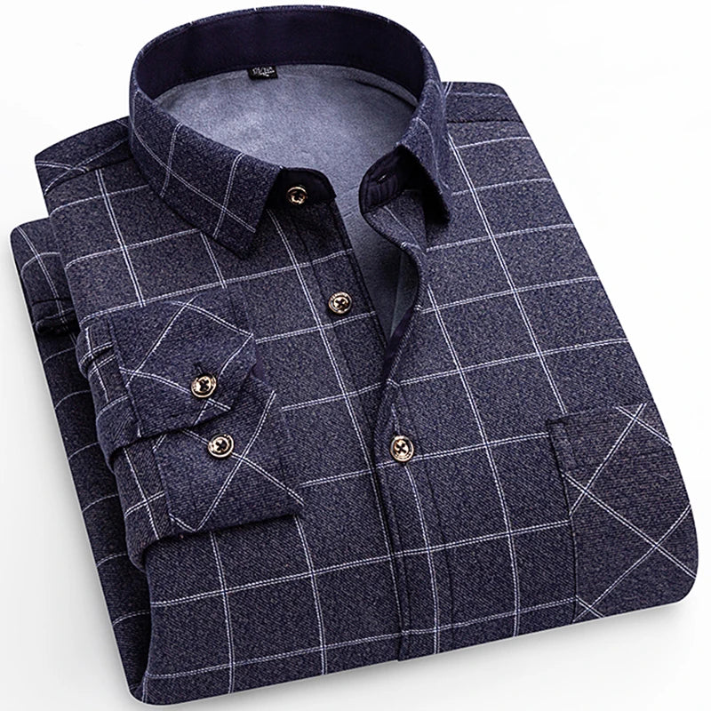 Flannel Plaid Casual Menswear Long Sleeve Fleece