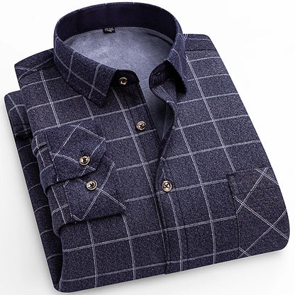 Flannel Plaid Casual Menswear Long Sleeve Fleece