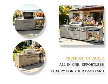 Stainless Steel Outdoor Grill Cooktop Sink Fridge