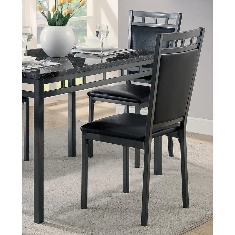 5-Piece Dinette Faux Marble Top Table and 4 Chairs
