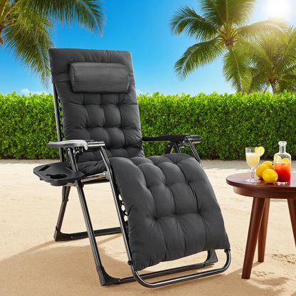 Patio Lounge Chair Folding Portable with Cup Holder