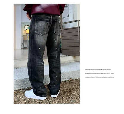 Men Loose Straight-leg, trendy wide-leg long pants